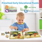 24 Piece Dinosaur Wooden Jigsaw Puzzle For Kids Ages 3-6 Educational Learning