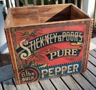 Vtg Stickney   Poor s Pepper Wood Box Crate Spice Advertising General Store