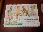 4 Rare Vintage Rochelle Il Motel Restaurant Placemat Kids Cartoon Animals