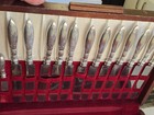 Vintage Wm  Rogers Mfg Co Silverplate Flatware Set   Tarnishproof Wood Chest