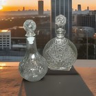 Mcm Glass Decanter Set Bar Mid Century Modern Retro Wine Bar Clear Glass