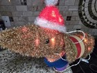 Light-up Tinsel D Dachshund Dog Christmas Yard Decor W  Santa Hat Rare 15 