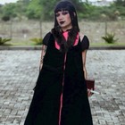 Vintage Gothic Black Velvet Maxi Cape With Full Trim Fur And Pink Lining Xl