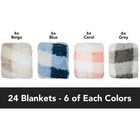 Bulk 24 Pack Of Checkered Picnic Throw Blankets  50x60  Sherpa Fleece  Assorted