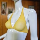 Vtg 70s 80s Butter Yellow String Halter Backless French Lingerie T-shirt Bra 32