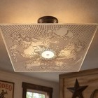 Vtg 50s Cowboy Ceiling Light Shade Frosted Glass Western Rodeo Horse Ranch