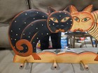 Vintage Folk Art Cat Mirror And Coat Rack 19  X 9 5  