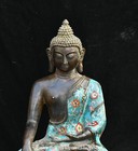 15 7  tibet Bronze Cloisonne Enamel Shakyamuni Sakyamuni Amitabha Buddha Statue