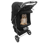 Dog Stroller Pet Travel Carriage 3 Wheeler W foldable Carrier Cart Cup Holder