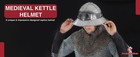 Forged Steel Medieval Kettle Hat Helmet - Wide Brim Siege Prop Helm  Collectible