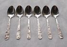 Rare Set 6 Espresso Spoon Floral Art Nouveau From 950er Sterling Silver