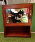 Vtg Solid Wood Wall Medicine Cabinet  Mirrored Door  Bathroom Cabinet  22xq7x7 