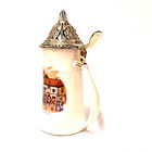 Vintage German Lidded Beer Stein Tavern Coach House Scene Pewter Lid