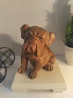 Handmade Wooden   mango suar  Wood  Detailed Bulldog Sculpture  Heavy solid euc 