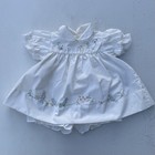 Vtg Baby Girls Embroidered Bloomers Spring Easter Dress Set Blue Birds Sz 3-6 Mo
