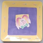 Bunny Plate In Purple   Yellow raised Relief  Ceramic By Kohls sonoma