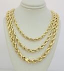 Real 10k Gold Rope Chain Necklace 6mm 7mm 8mm 20  -30 Inch Hollow 10kt For Male