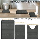 3pcs Solid Memory Foam Bathroom Bath Mat Contour Rug Set With Toilet Lid Cover