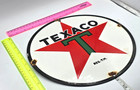 Vintage Genuine Texaco Porcelain Sign Pump Plate Gas Station Oil 12  X 12 