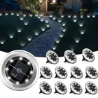 8-12 Pack Solar In Ground Lights Outdoor Buried Lamp Disk Led Lawn Pathway Light