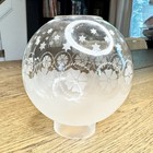 Antique Etched Frosted Glass Lamp Ball Shade Globe Floral   Star Pattern 6    Gwtw