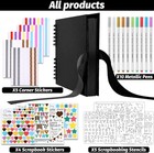 80 Pages Scrapbook Album With 10 Metallic Markers  Black