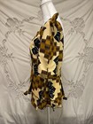Vintage 50s  African Ghana Block Print Women Gold Black Blouse Peplum Waist L