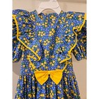 Jayne Copeland Vintage Girls Blue Yellow Floral Polka Dot Ruffle Dress Size 10