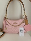 Nwt Coach Gold Powder Pink Teri Shoulder Bag Signature With Charms Cea20