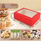 65-pcs Red Cookie Boxes With Window 8x6x2 5-inch Bakery Pastry Gift Box