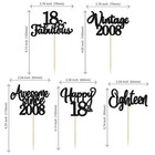 30pcs Happy 18th Birthday Cupcake Toppers Glitter Eighteen Vintage Cake Picks