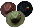 Wide Brim Cowboy 100  Crush-able Wool Felt Outback Wool Fedora Hat