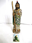 Vtg Mexican Santos 12 5  Tall Hand Carved Tinted Wood Figure San Judas  Milagros