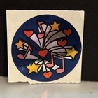 Vintage 80   s Foil Mylar Music Notes  Hearts   Stars Sticker - Rare