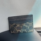 Coach Slim Card Holder Wallet Brown Black Logo Women Credit Card Organizer