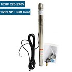 1 2hp 2  Od Deep Well Submersible Pump 220v 4 4gpm 164ft Max 33ft Cord 1 2in Npt