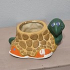 Vintage Turtle Planter  Yellow  Glaze 10 x7   4  Tall Retro Usa
