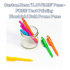 Custom Neon  i Love Me  Pens - Free Logo Printing   Black Ink   Bulk Promo Pens