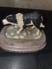 Border Fine Arts Border Collie Figurine 1993     Wooden Base     Farm Dog Ornament