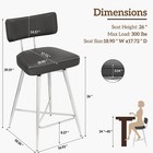 26   Kitchen Counter Height Stools Set Of 2  Bar Chairs With Padded Seat  Black