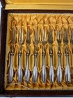 Antique German 800 Silver Handles Fruit Dessert Flatware Set 12 Knives Forks Box