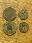 Lot Of 4 New York Nyc Subway Transit Tokens Small Y Cut Out Large Y Bullseye