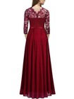 Womens Lace Round Neck Long Formal Party Ball Gown Prom Bridesmaid Evening Dress