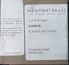 New In Box  Newport Brass 2-332 15 Shower Arm Flange In Polished Nickle