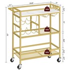 Mahancris 3-tier Bar Serving Cart W  Wheels  Wine Rack  Glass Holder - Home kitc