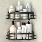 Black Bathroom Corner Shower Shelfs  Adhesive Wall Mounted Shower Caddy With    