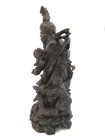 Chinese Boxwood Carving Shou Lao Longevity Crane Child Glass Eye 14  X 6 5 