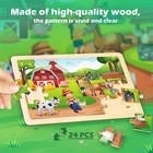 Wooden Puzzles Toys For Kids Ages 4-6 3-5  Set Of 4 Packs With 24-piece  Farm