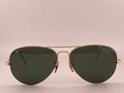 Vintage B l Ray-ban 62-14 Large Metal Aviator Sunglasses Gold Green Used