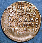 1597 3 Groschen Europian Medieval Poland Lituania Trojak Sigismund Iii